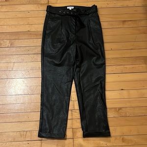 Black faux leather high waisted trouser